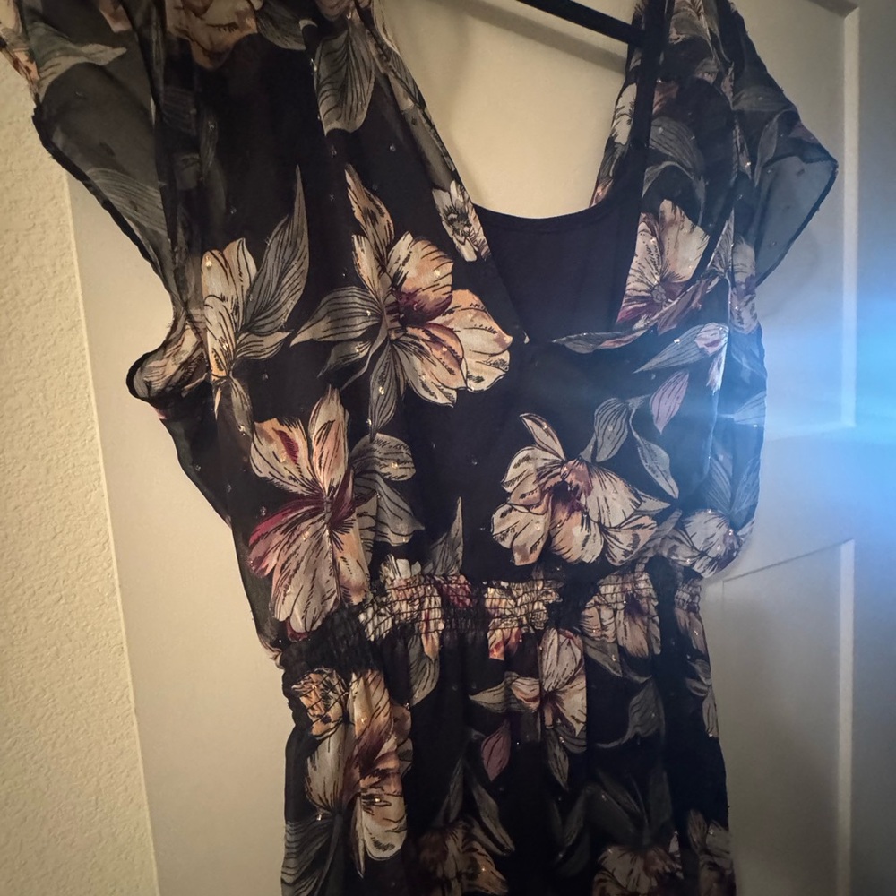 White House Black Market Floral Black Dress